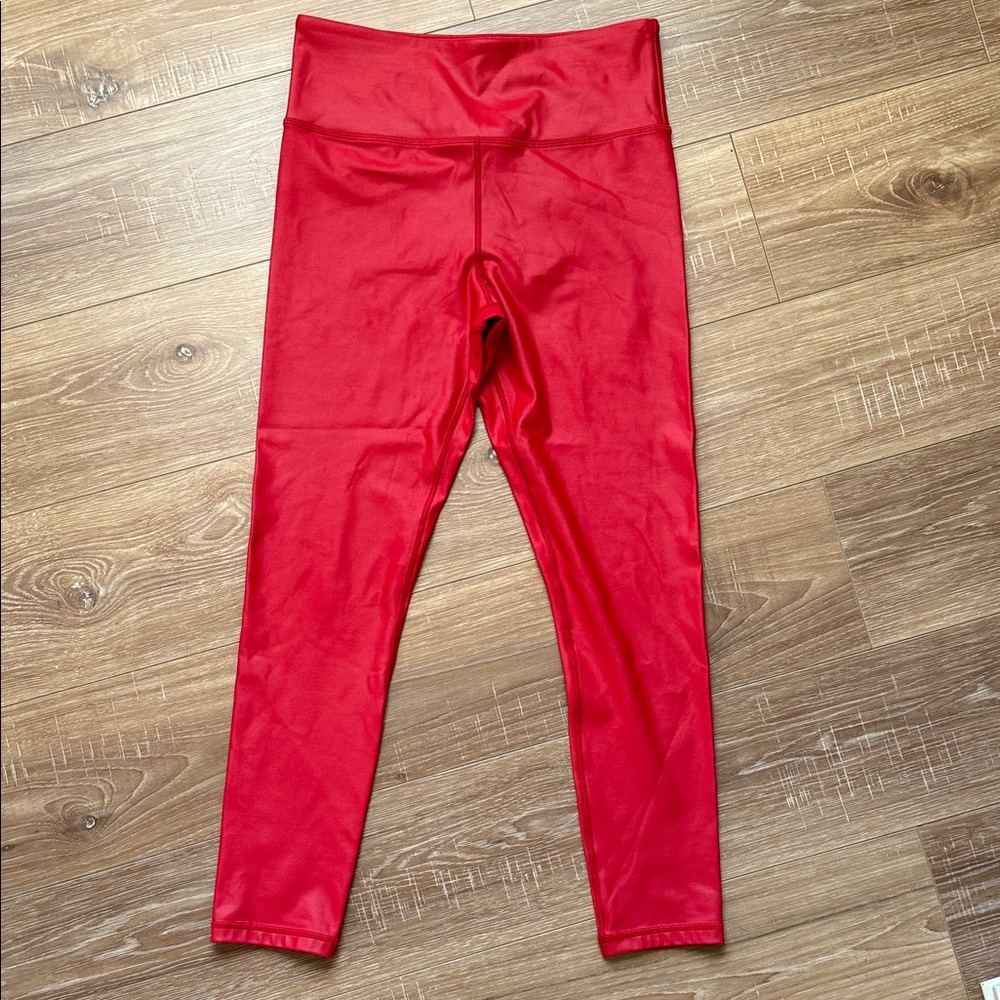 ZYIA Vibrant Red Metallic Women's Leggings New